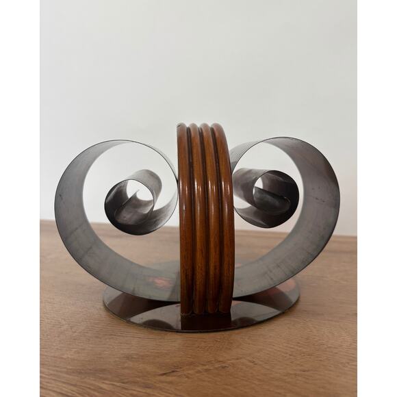 Vintage Art Deco Fred Farr Style Wood Brass Book Holder 1930s - Picture 1 of 7